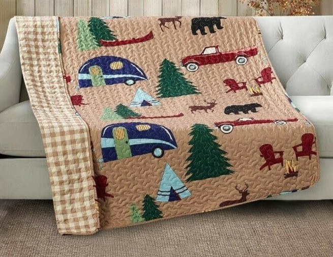 Camping Reversible Camper Soft Quilted Camp Throw Blanket 50x60 in gallery