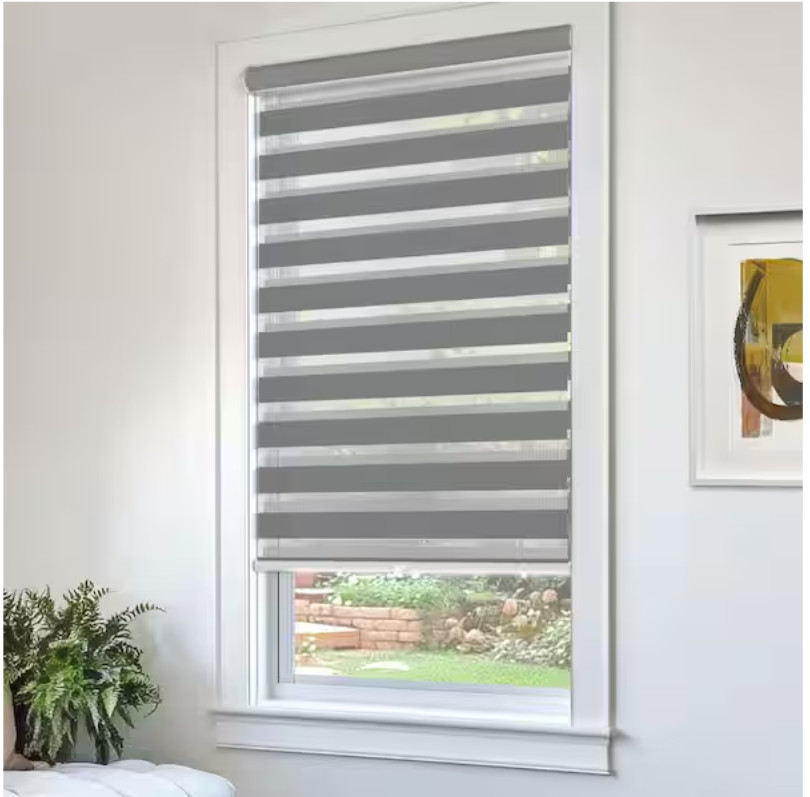Chicology Cordless Zebra Shade Dual Layer Polyester Slate 35" W x 72" L gallery