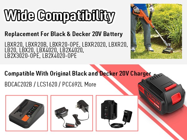1~6Pcs 20V Replace LB2X4020 for Black Decker 20 Volt MAX Lithium LBXR20 Battery gallery