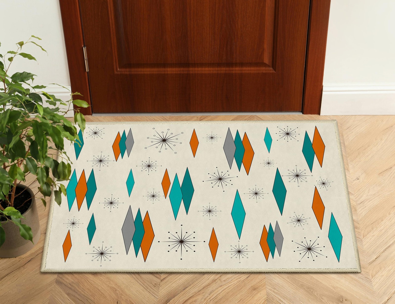 Hikenviu Mid Century Modern Small Entryway Rug Carpet 2X3 Non Slip Washable gallery