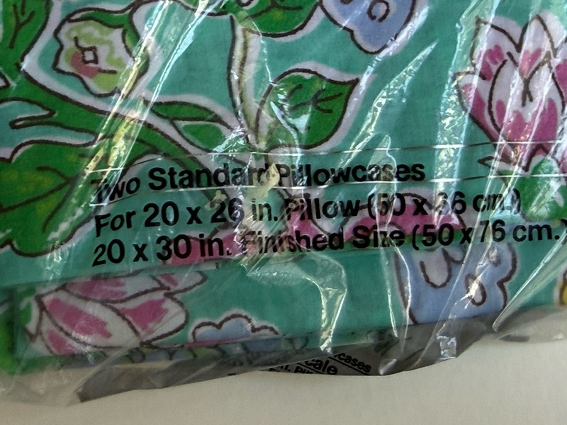 NEW! Vintage PAIR *STANDARD Fleur De Chine Aquamarine Flowers PILLOWCASES Utica gallery