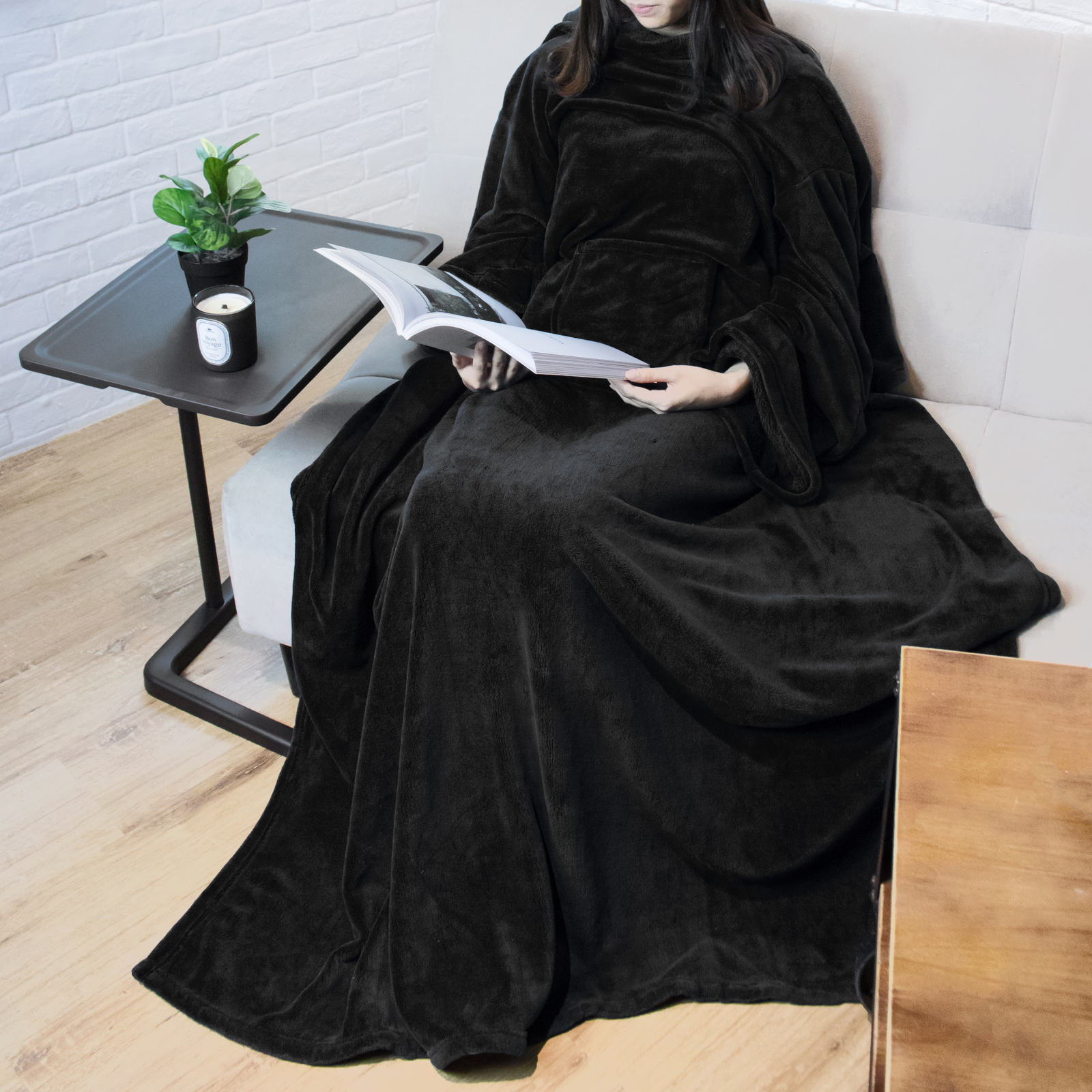 Fleece Wearable Blanket with Sleeves Pocket Microfiber Warm Soft TV Blanket Gift gallery