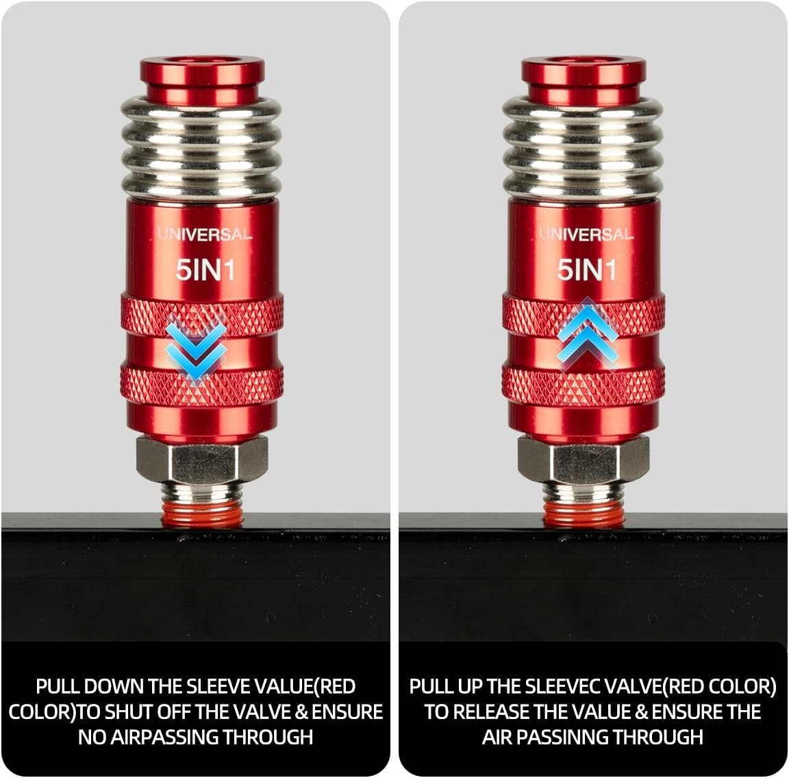 5 In 1 Universal Quick Industrial Connect Coupler Air Hose Fittings1/2” NPT 5- gallery