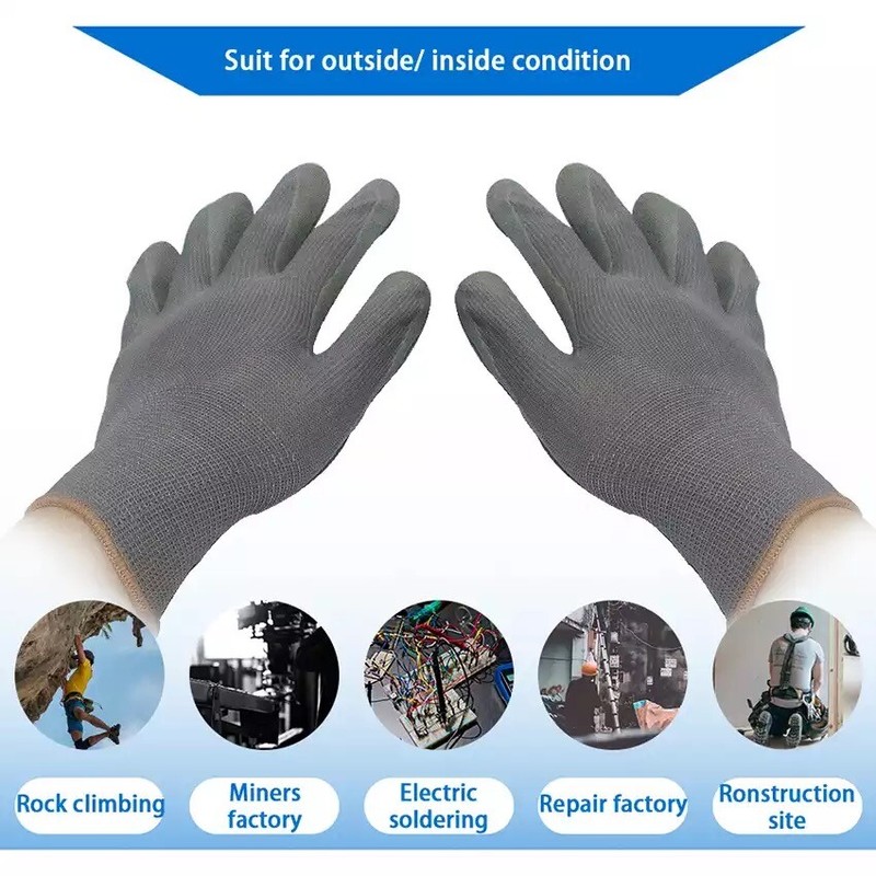 Work Safety Polyurethane Coated Nylon Work Gloves 380-5 (1/ 6 /12 Pairs) gallery