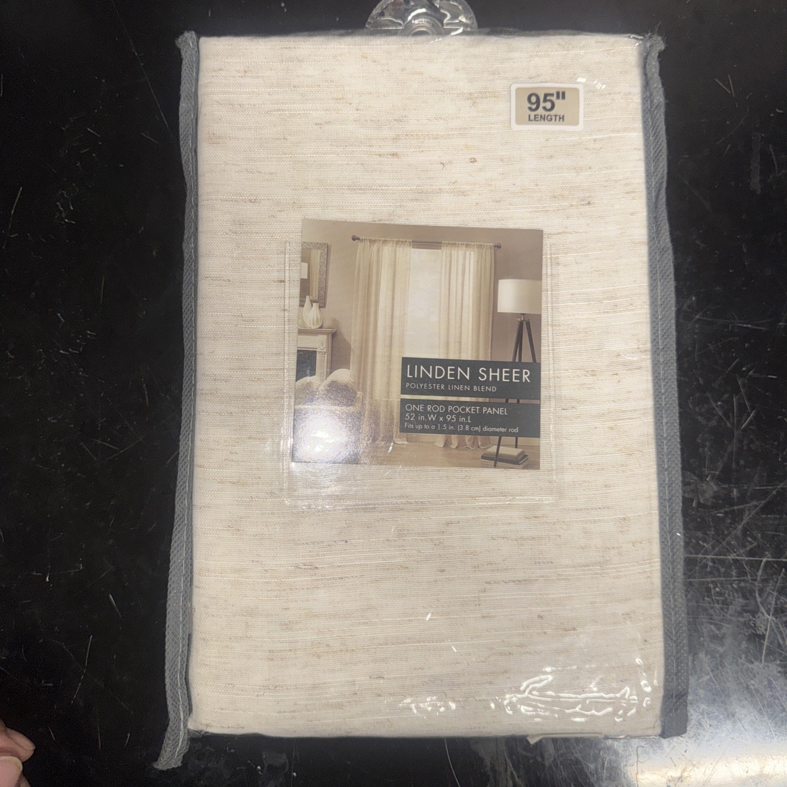 Linden Sheer Polyester Linen Blend One Rod Pocket Panel 52x95L Fits 1.5in Rod gallery