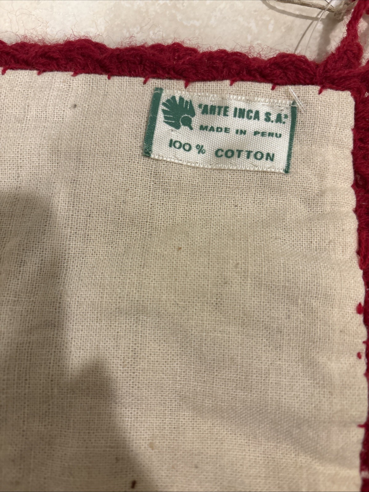VTG Handmade Peru Christmas Stocking 3D Andean Village Nativity Birth Jesus NWT gallery
