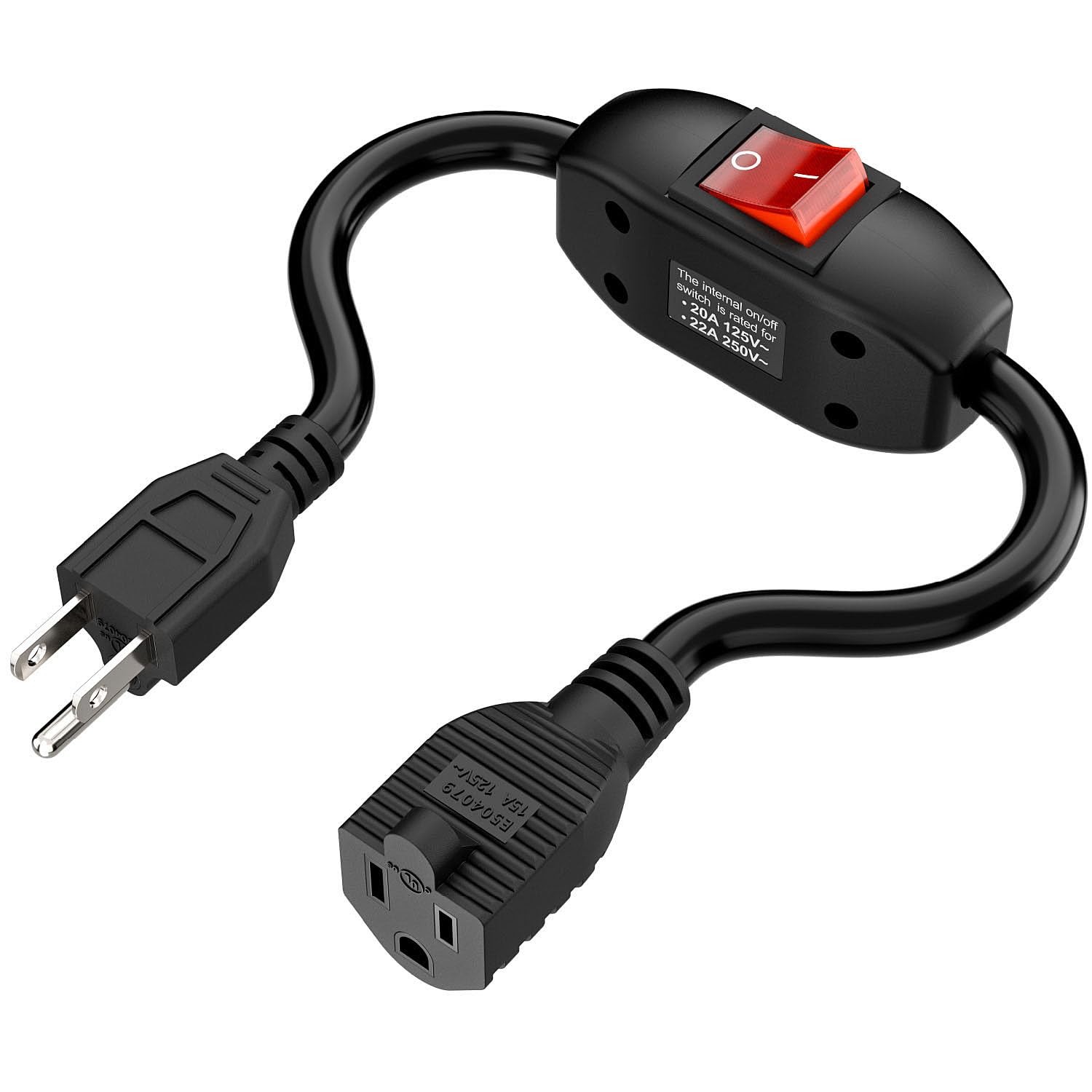 Inline On/Off Switch Extension Cord, 3-Prong Household Switchable Power Cords... gallery