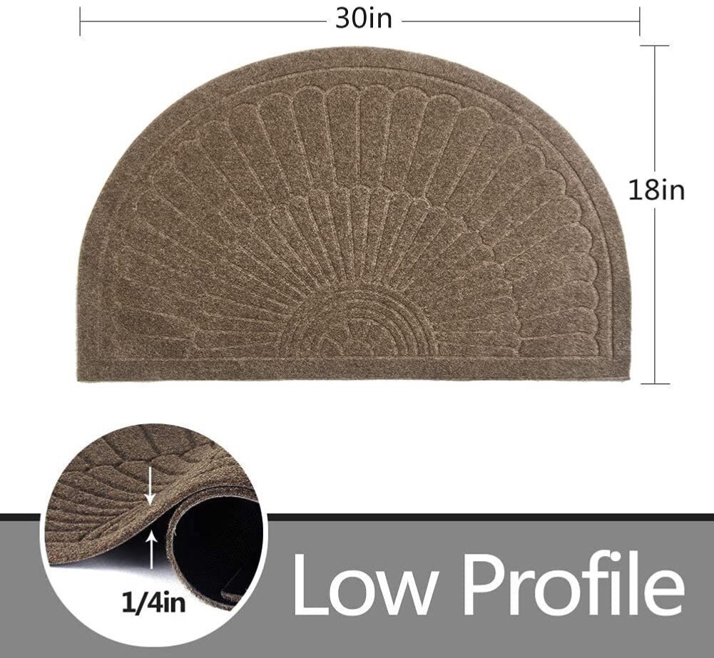 Rubber Doormat Indoor Outdoor Half Round Front Door Mat Non Slip Backing Floor M gallery