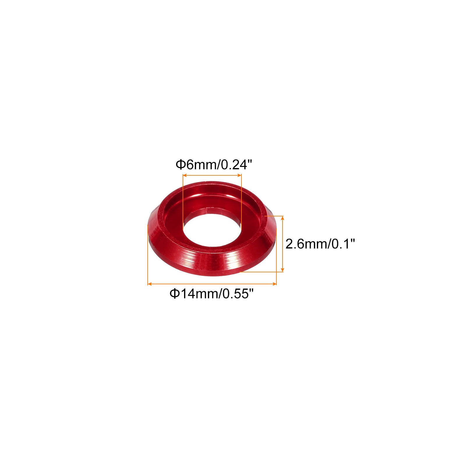 M6 Cone Cup Countersunk Washers,Hole Dia 6mm/0.24" Aluminum 30PCS(Red) gallery