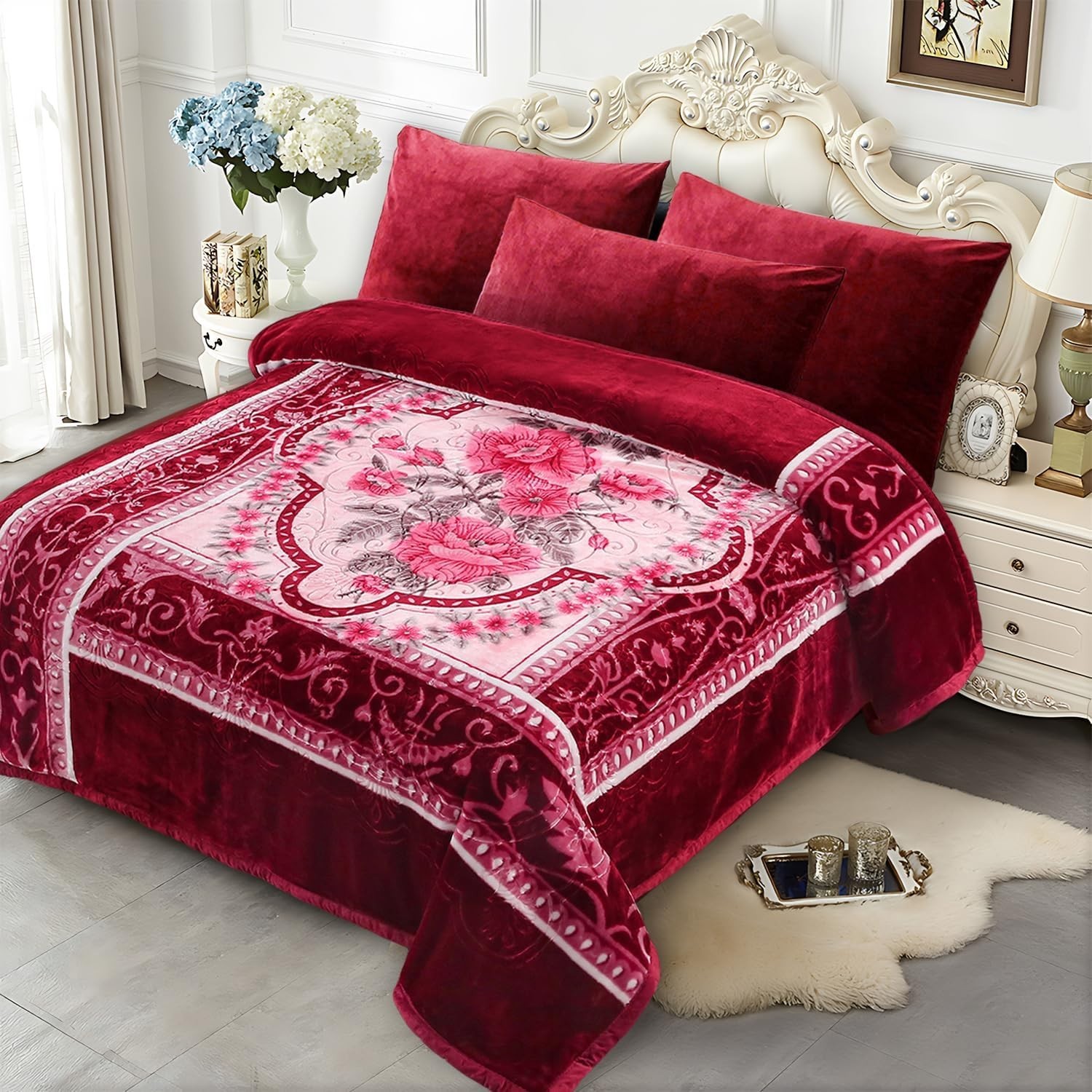Medium Weight Cozy Fleece Blanket - Queen Size Reversible for All Seasons gallery
