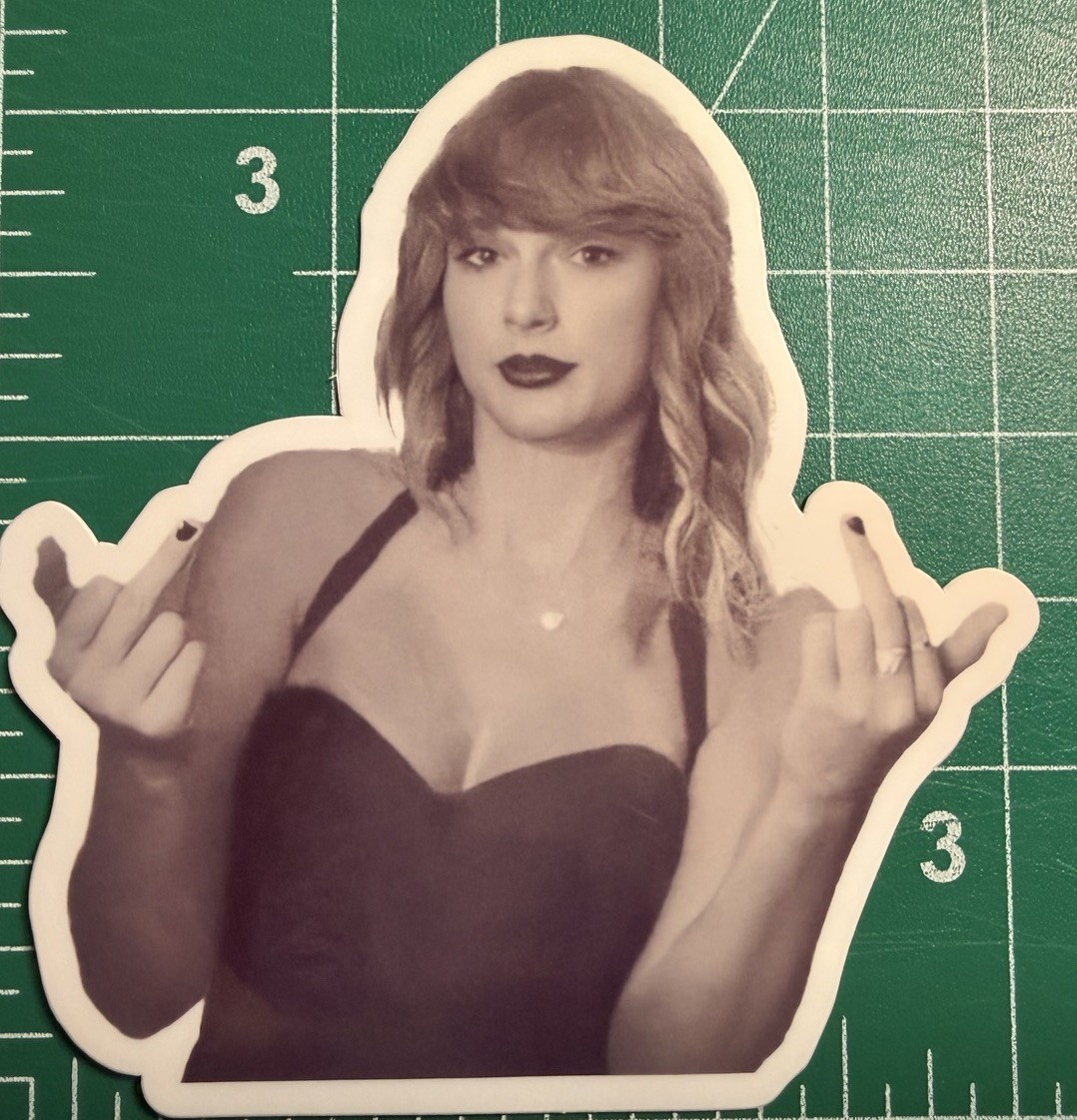 Taylor Swift Middle Finger - Laminated Vinyl Sticker -3"x3" gallery