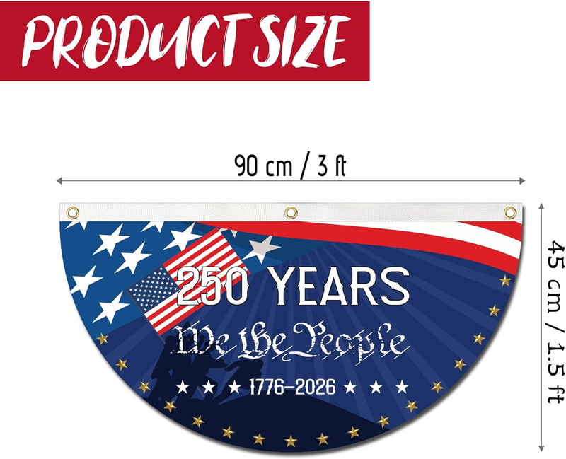 2 Pack 250th Anniversary USA Half Circle Flag Banner for Patriotic Celebrations gallery