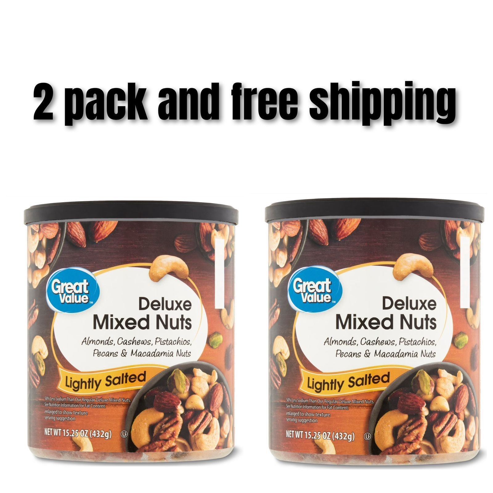 Great Value Lightly Salted, Deluxe Mixed Nuts, 15.25 oz 2 PACK gallery