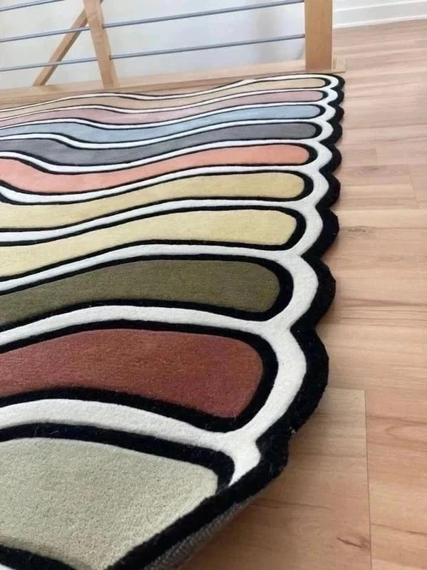 Multicolor Wavy Pattern Area Rug Modern Tufted Carpet for Living Room & Bedroom gallery