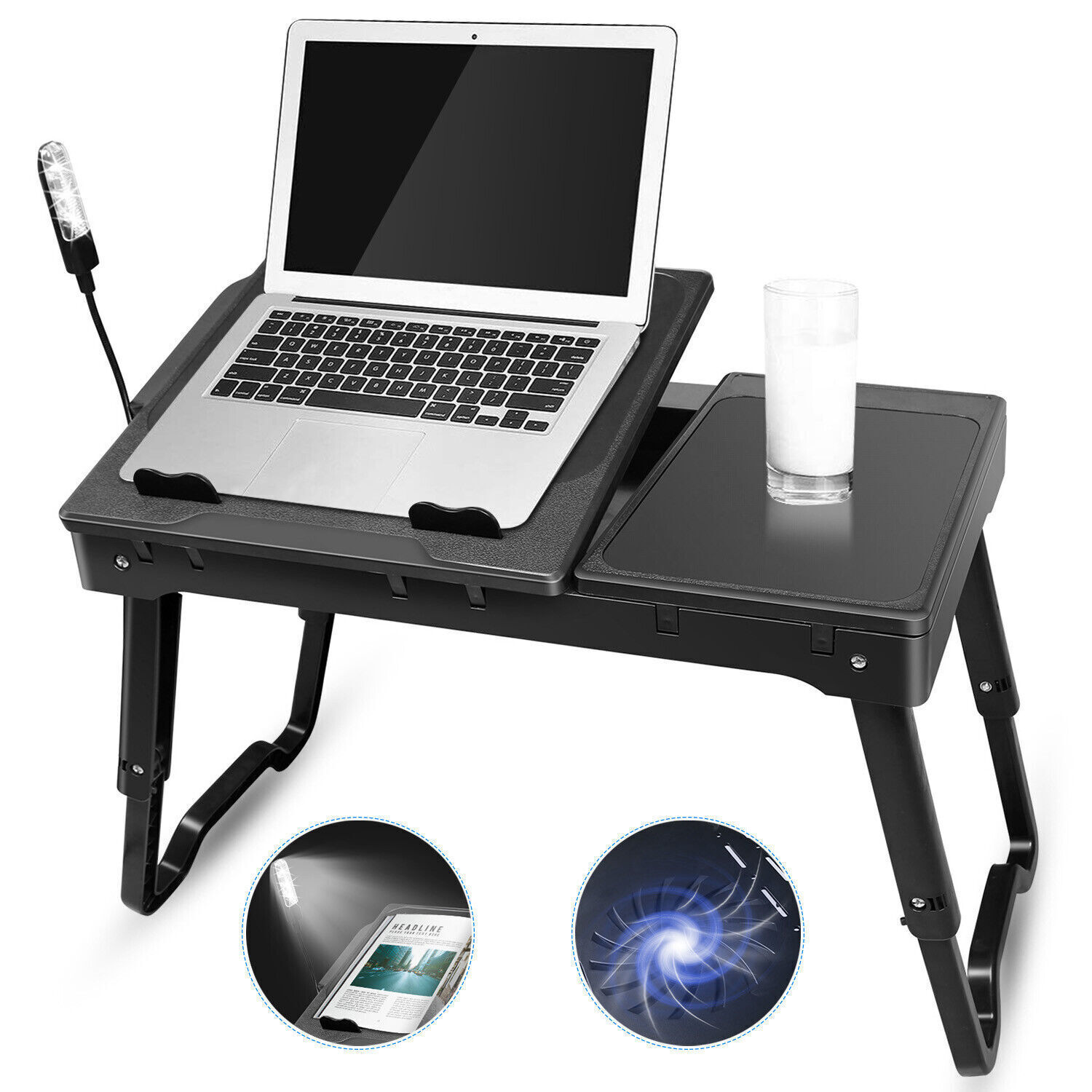 iMountek Rolling Laptop Desk Table Adjustable Height Bedside Sofa Tray Stand gallery