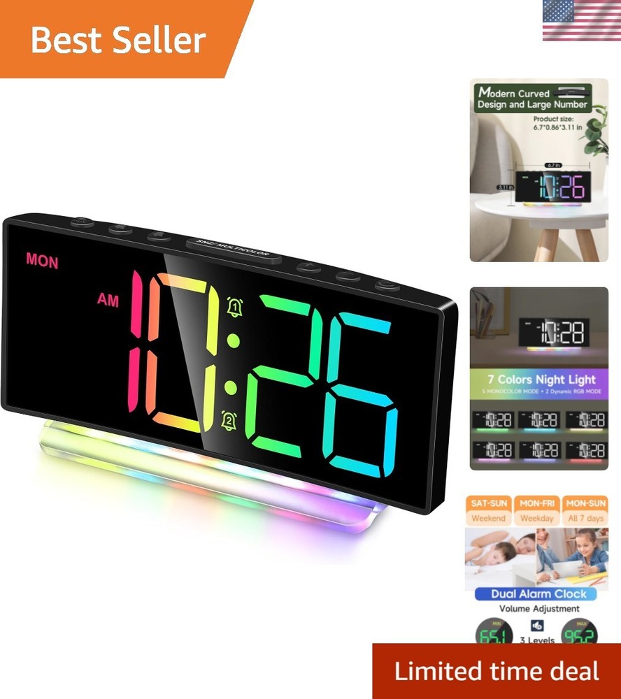 Extra Loud Alarm Clock for Heavy Sleepers Adults,Teens,Kids,Rainbow Clock for...