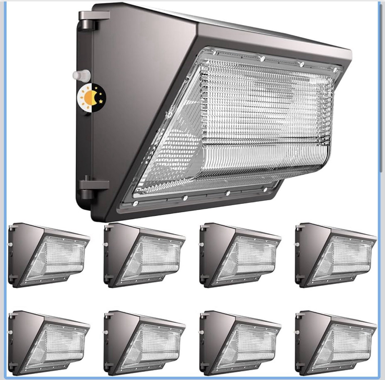 Lightdot 8 Pack 120W Wall Mount Wall Pack, 100-277V, 18000LM Dusk-to-Dawn gallery