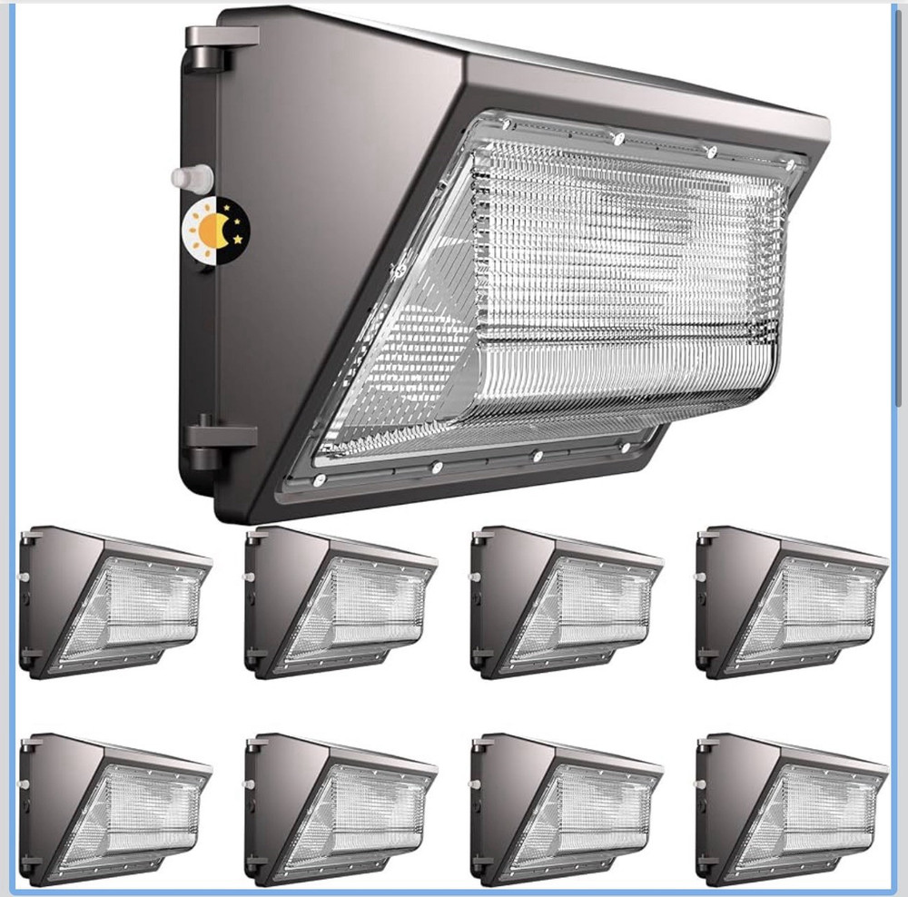 Lightdot 8 Pack 120W Wall Mount Wall Pack, 100-277V, 18000LM Dusk-to-Dawn
