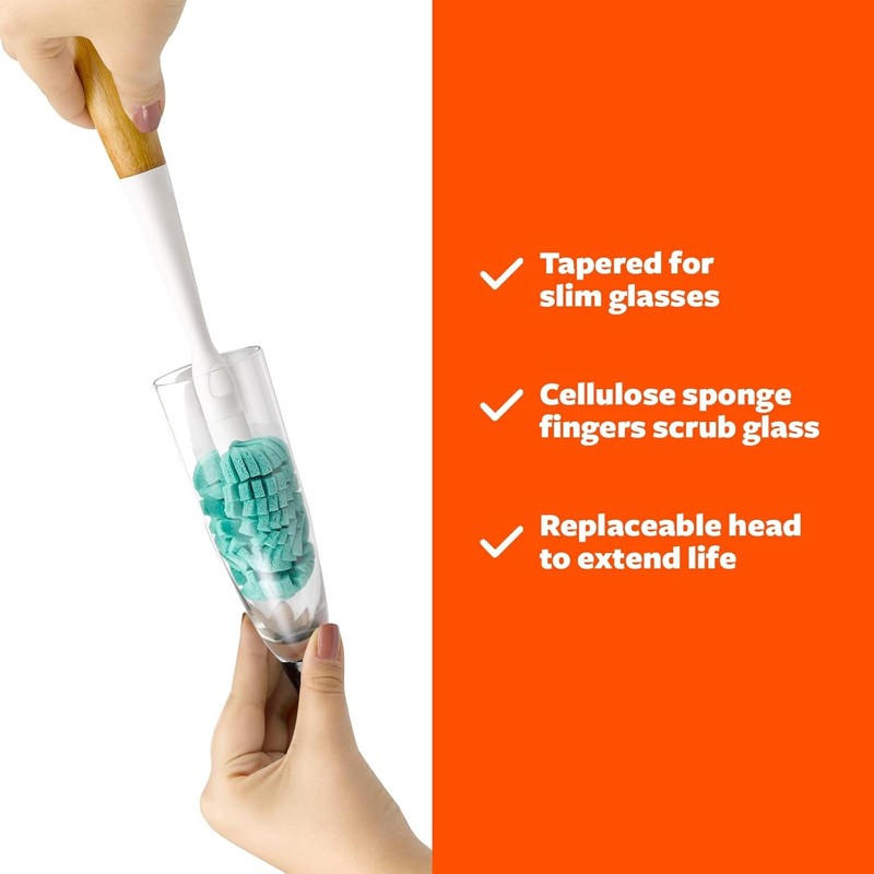 Full Circle Magic Wand Sponge Brush for Washing Glasses – Glass Cleaner Teal gallery