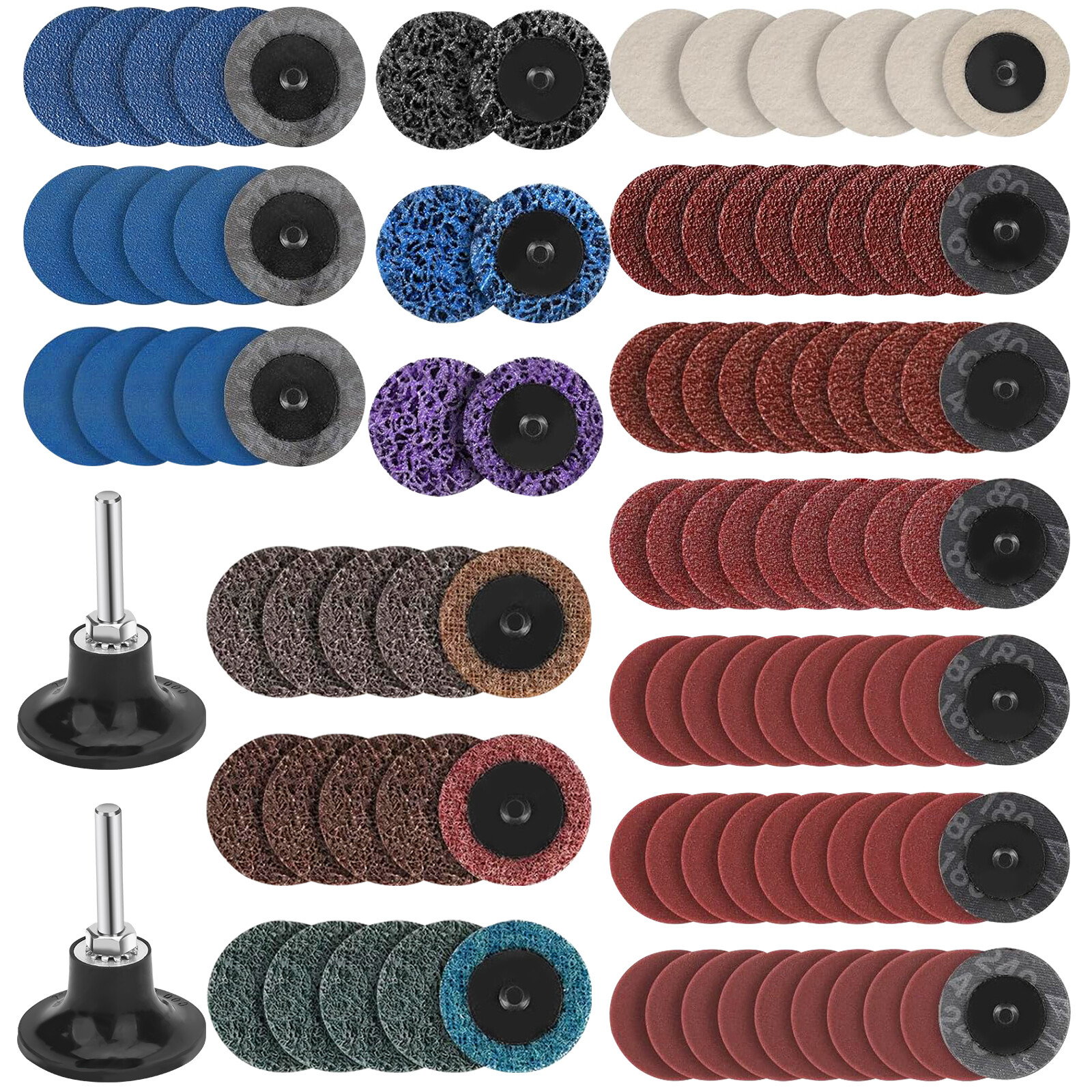 104Pcs 2 Inch Sanding Disc 1/4 inch Holder Set for Drill Die Grinder Accessories gallery