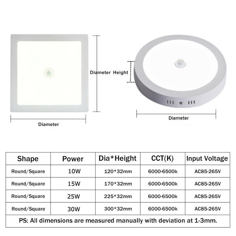 PIR Motion Sensor LED Panel Light Recessed Ceiling Down Lamp 10W 15W 25W 30W gallery