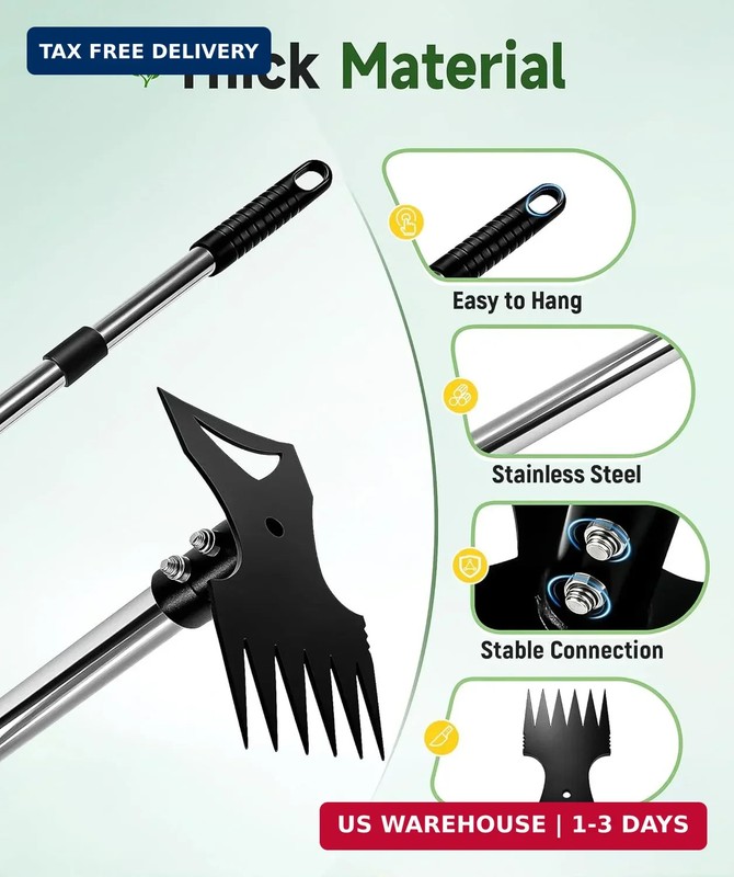 71in Weed Puller Tool with Long Handle, 2 in 1 Heavy Duty Garden Hoe and Hand We gallery