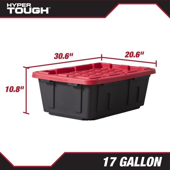 17 Gallon Medium Storage Bin with Snap Lid, Black and Red gallery