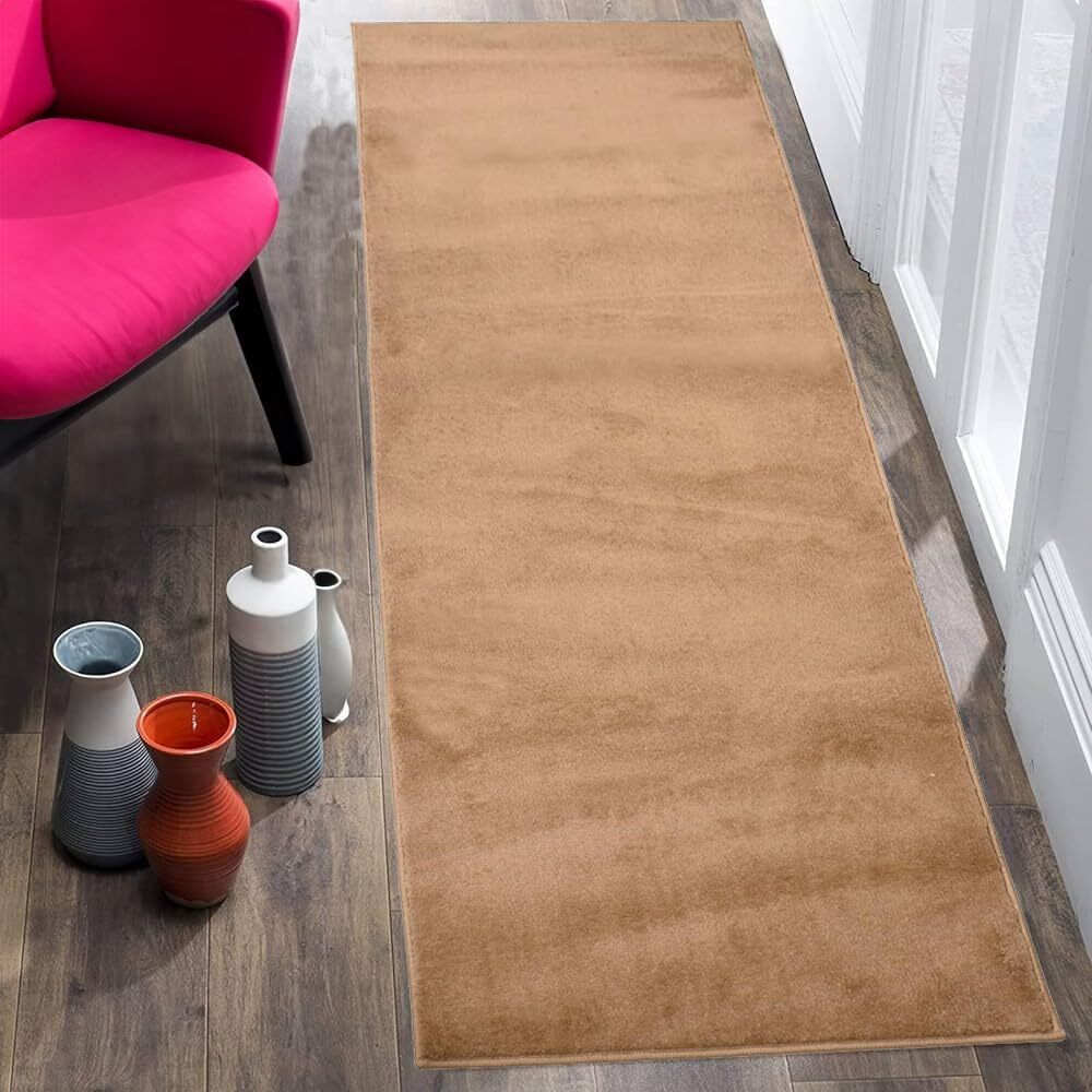 Custom Size Euro Collection Beige Color Medium Pile Washable Non Slip Runner Rug gallery