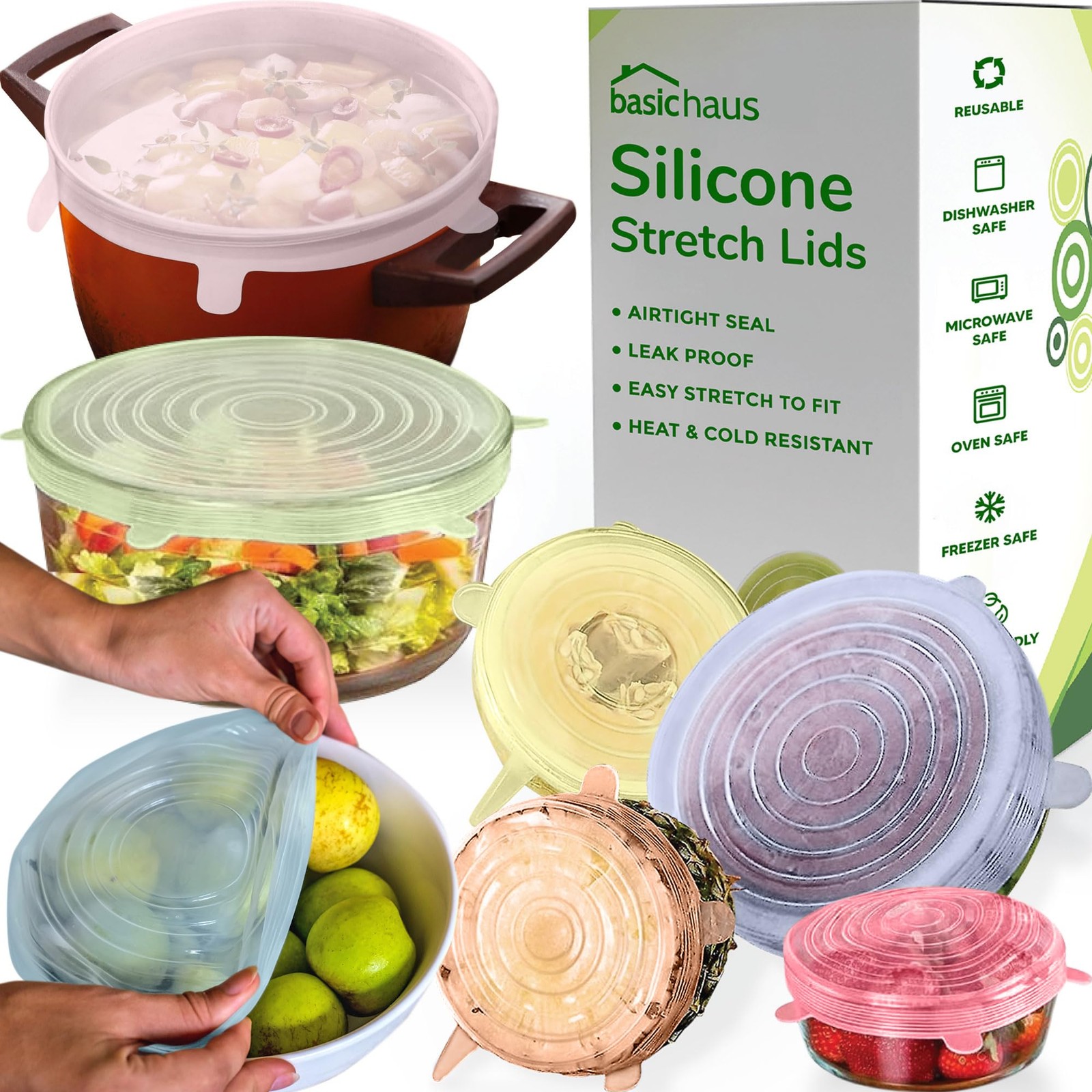 Reusable Silicone Stretch Lids for Food Storage in Fridge - Elastic Heat-Resi... gallery