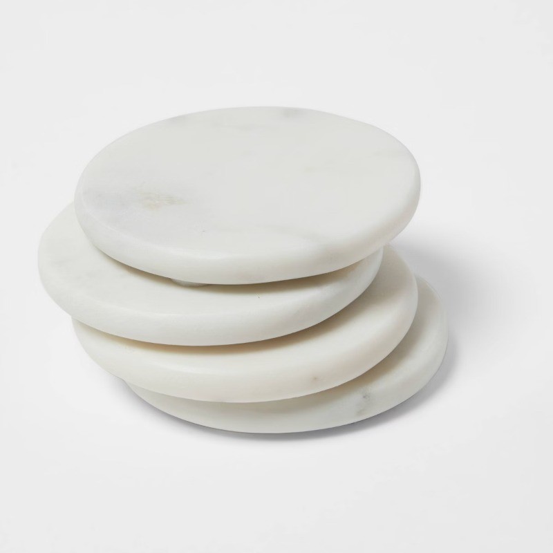 4pk Marble Coasters White gallery