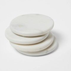 4pk Marble Coasters White