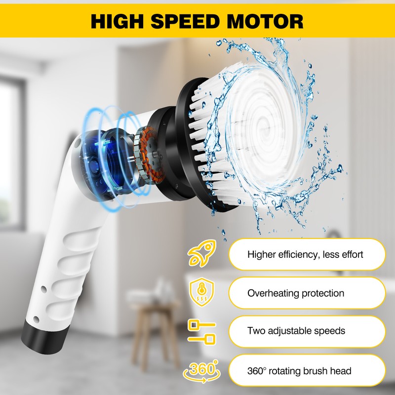 USB Electric Spin Scrubber Cordless Bathtub Power Scrubber Hand Cleaning Brush gallery