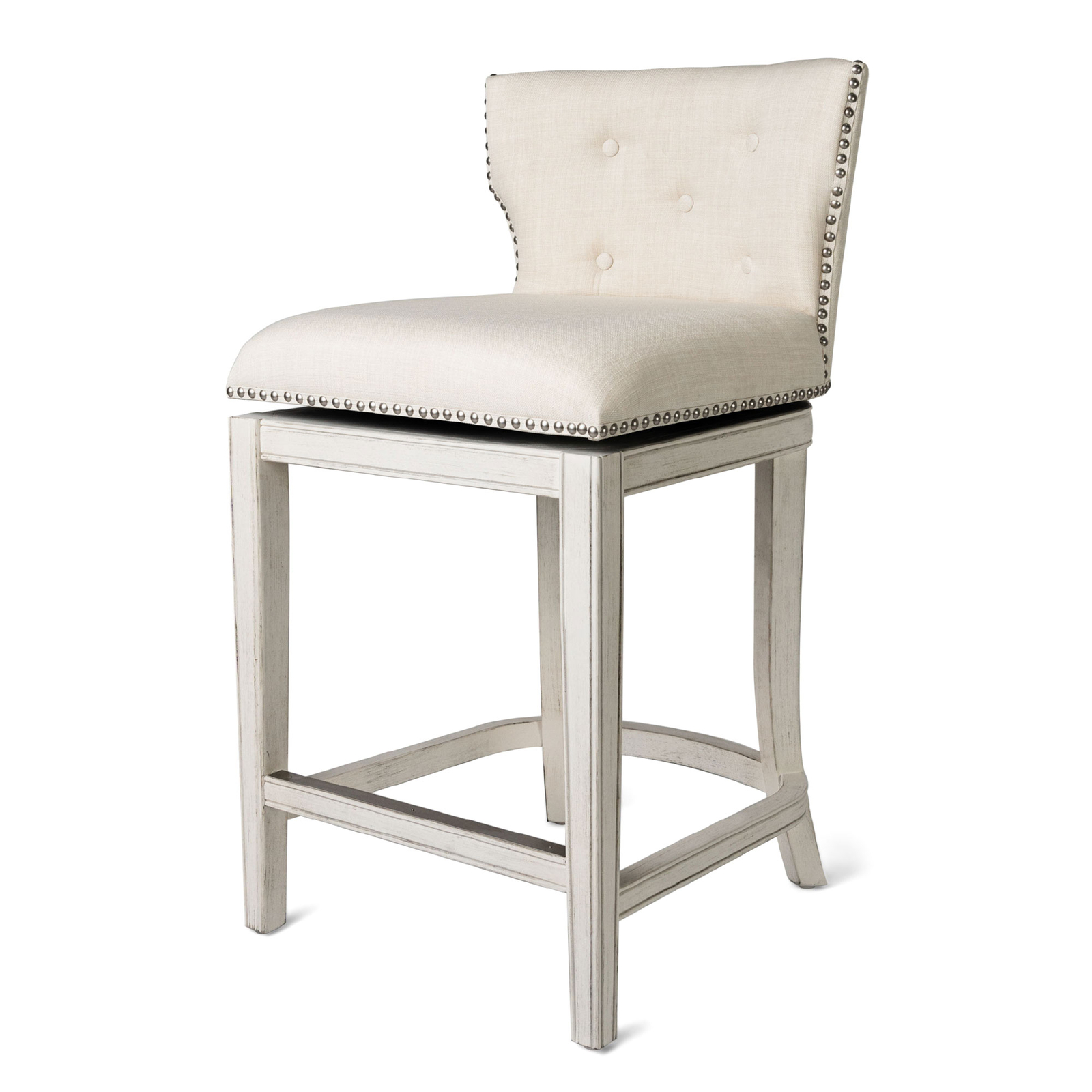 Maven Lane Hugo Counter Stool, White Oak Finish Natural Color Fabric Upholstery gallery