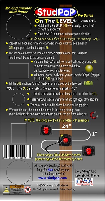 StudPoP On the LEVEL magnetic stud finder (colors may vary) gallery