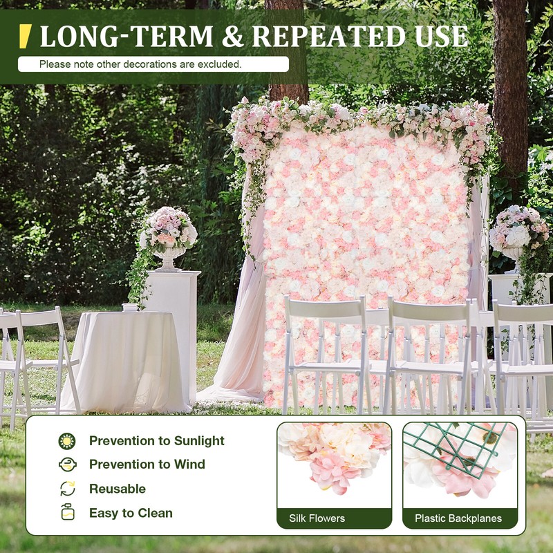 Flower Wall Panel Artificial Flower Wall Backdrop Flower Decoration 12 Pcs gallery