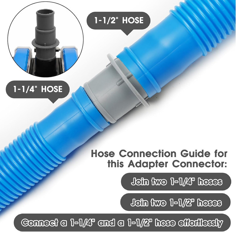 Pool Hose Adapter Connector Coupling 1-1/4" or 1-1/2" Plastic Pool Vacuum Hose A gallery