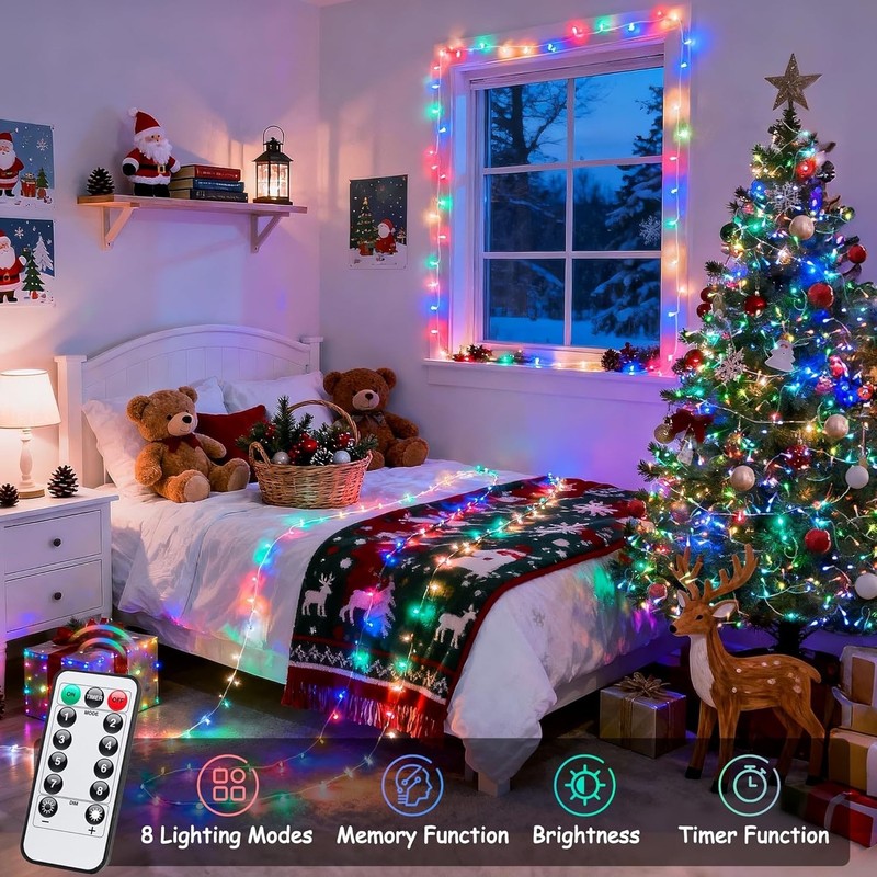 Multicolor Christmas Lights Battery Operated with 8 Modes Remote Waterproof, 33F gallery