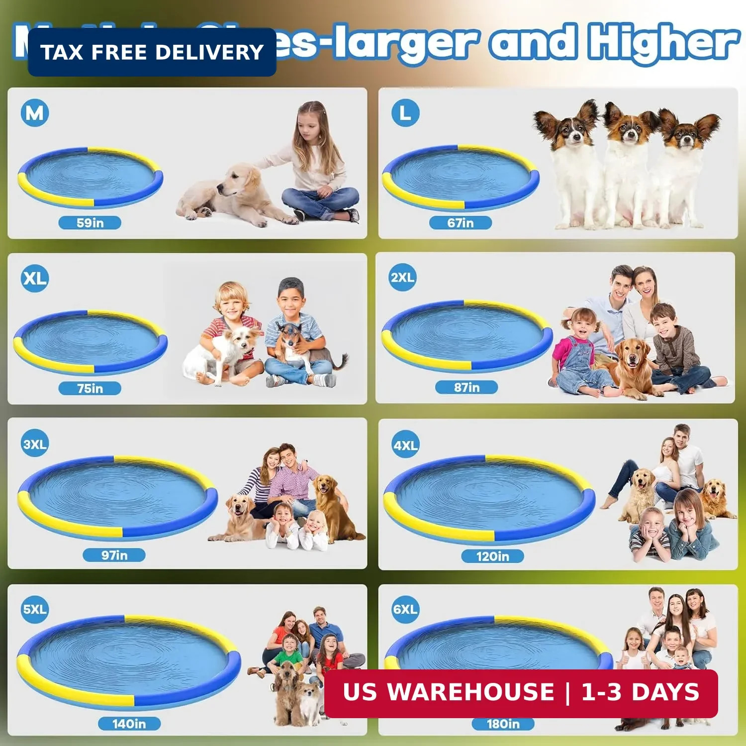 CACSPS 59" Non-Slip Splash Pad for Kids and Dog, Thicken Sprinkler Pool Summer O gallery