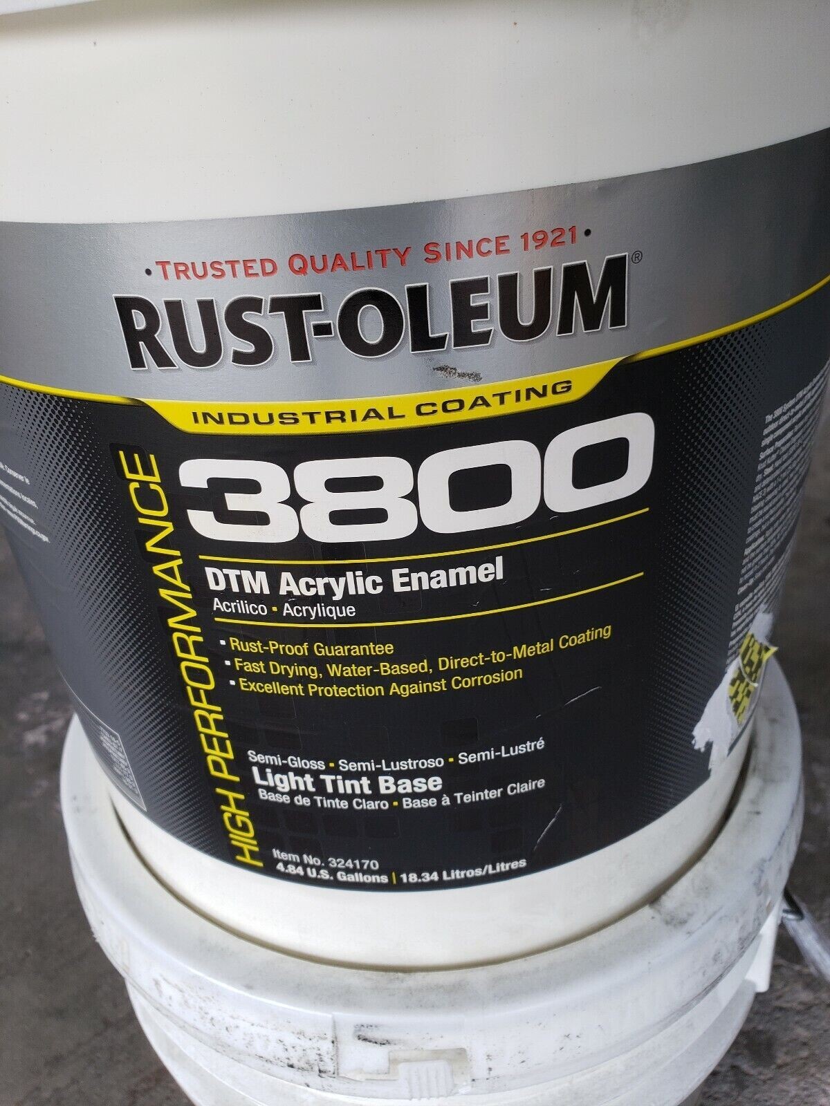 RUST-OLEUM 3800 DTM ACRYLIC ENAMEL, LIGHT TINT BASE, HIGH PERFORMANCE 4.84 GAL gallery