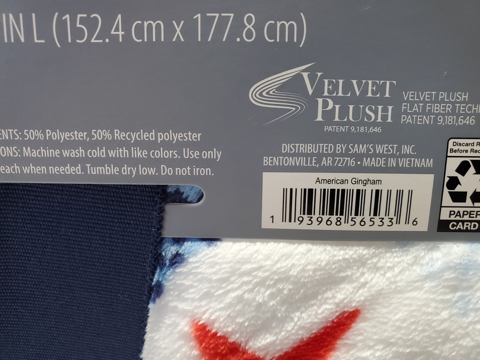Member's Mark Red, White & Blue Lounge Throw 60" x 70"American Gingham 💘🤍💙NEW gallery