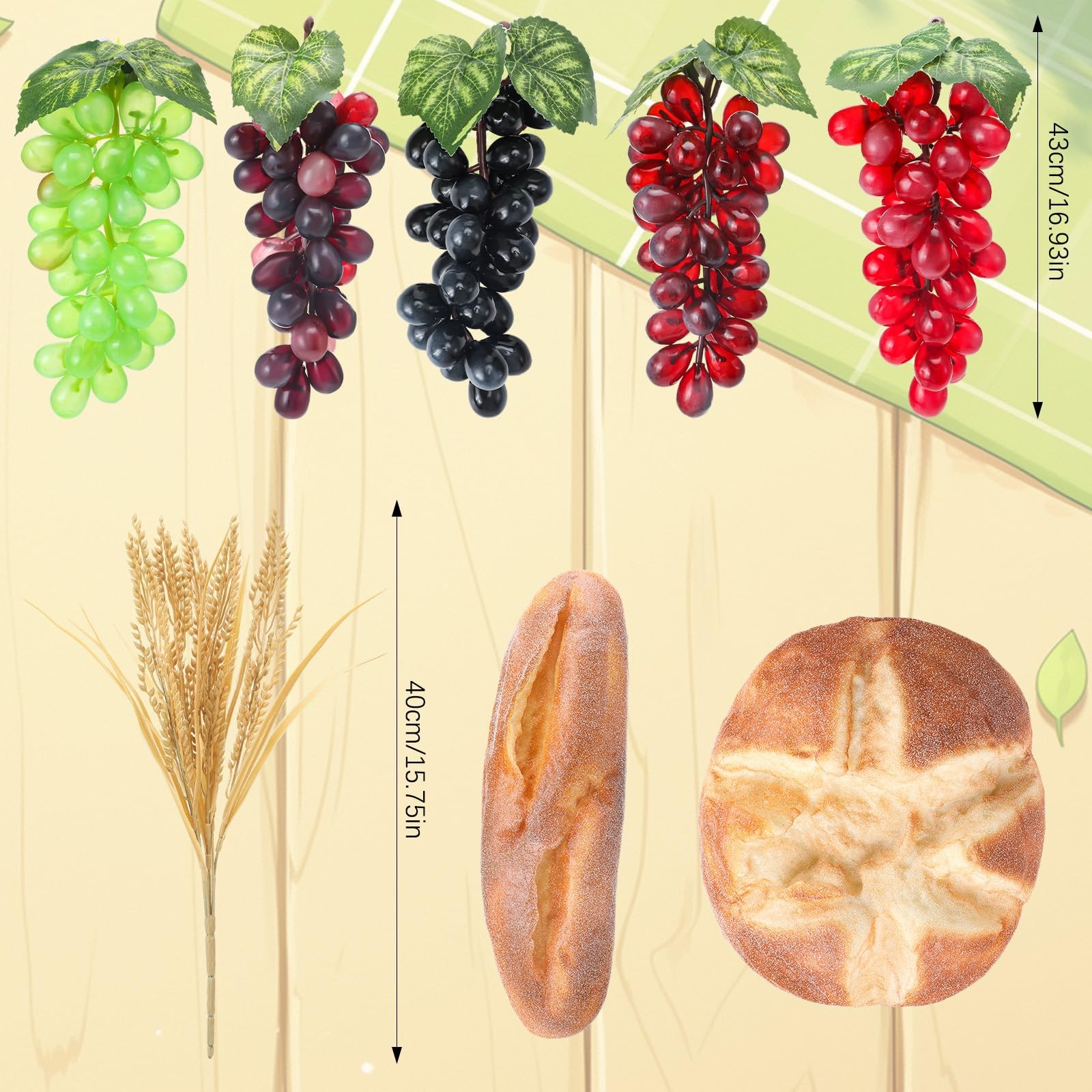 Holy Communion Table Decoration Fake Bread Grape Wheat Stalk Church Decor Set gallery