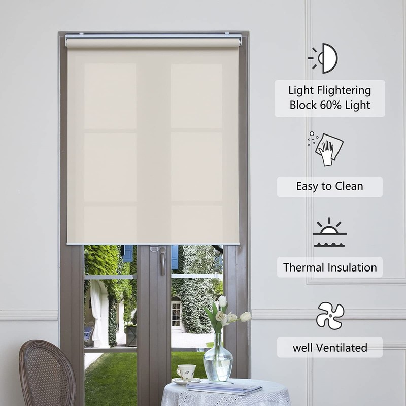 Cordless Roller Shades for Windows Light Filtering Shades with 5% Openness So... gallery