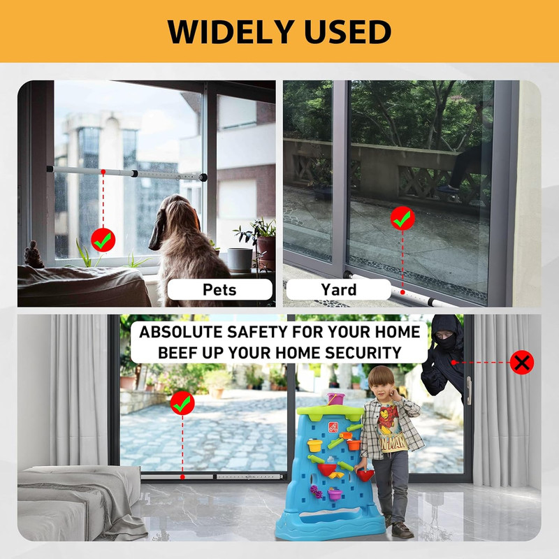 Sliding Door Security Bar Adjustable 18.5-51in Heavy Duty Window Lock Bar gallery