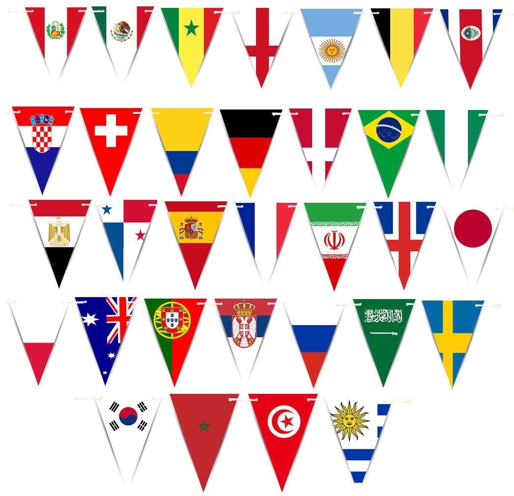 Premium Quality 40ft Flags Of The World Fabric Party Bunting Triangle Banner gallery