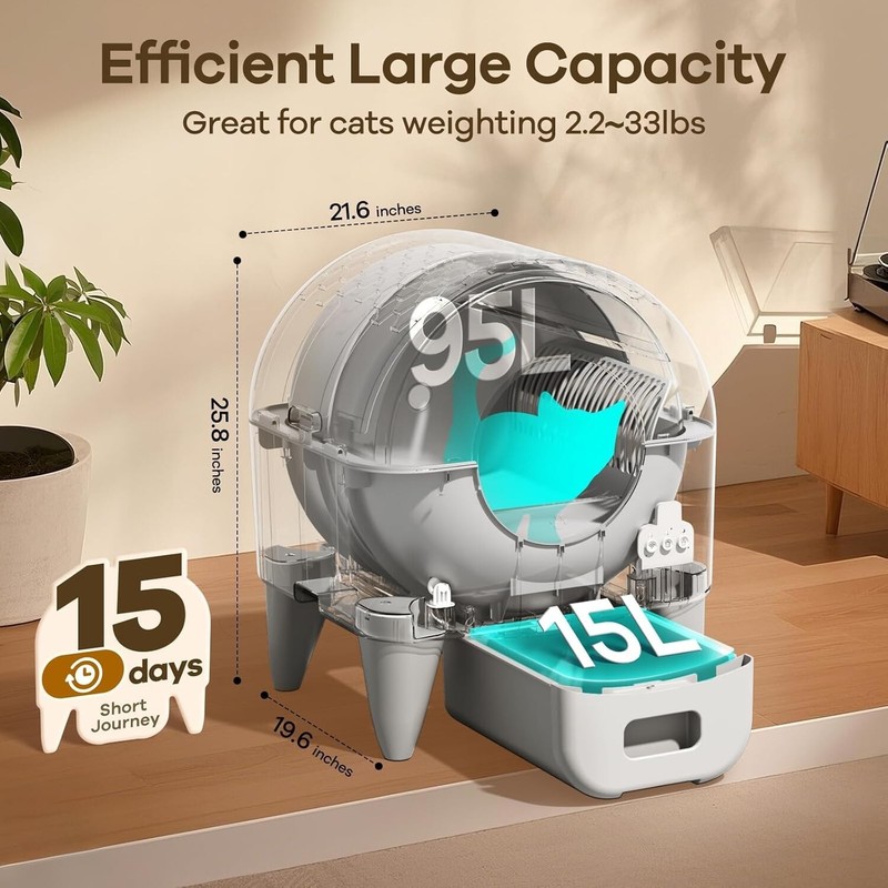 Automatic Smart Self-Cleaning Cat Litter Box Large Capacity for Cats App Control gallery