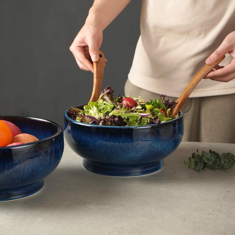 STE-CER 10" Extra Large Ceramic Salad Fruit Bowl - Dishwasher & Microwave Safe gallery