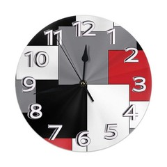 Geometric Decorative Wall Clock with Roman Numeral Hands White,Grey,Black and…
