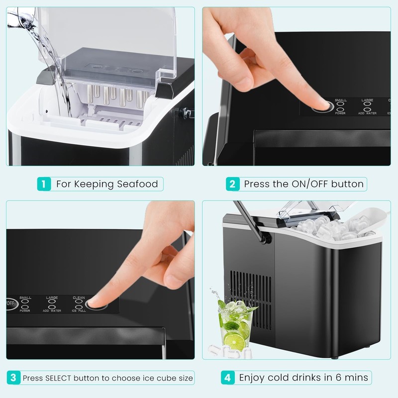 Countertop Ice Maker Machine with Handle, Auto-Cleaning, 26lbs in 24Hrs, 2 Sizes gallery