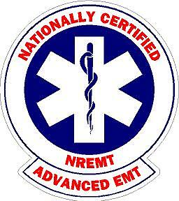 Nationally Certified Advanced EMT Reflective Decal Paramedic EMT EMS Fire Rescue