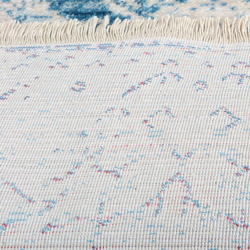 Machine Woven Crossweave Polyester 2'6''x9'10'' Runner Area Rug Oriental Blue BB gallery